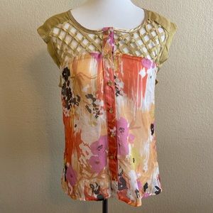 Anthropologie Nick and Mo Silk Floral Top - Flawed